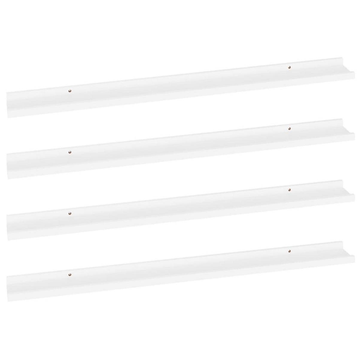 WANDREGALESET 4-tlg. 100/9/3 cm aus MDF Weiß Max. Belastbarkeit 5 KG - Weiß, Holzwerkstoff (9/3/9cm) - vidaXL