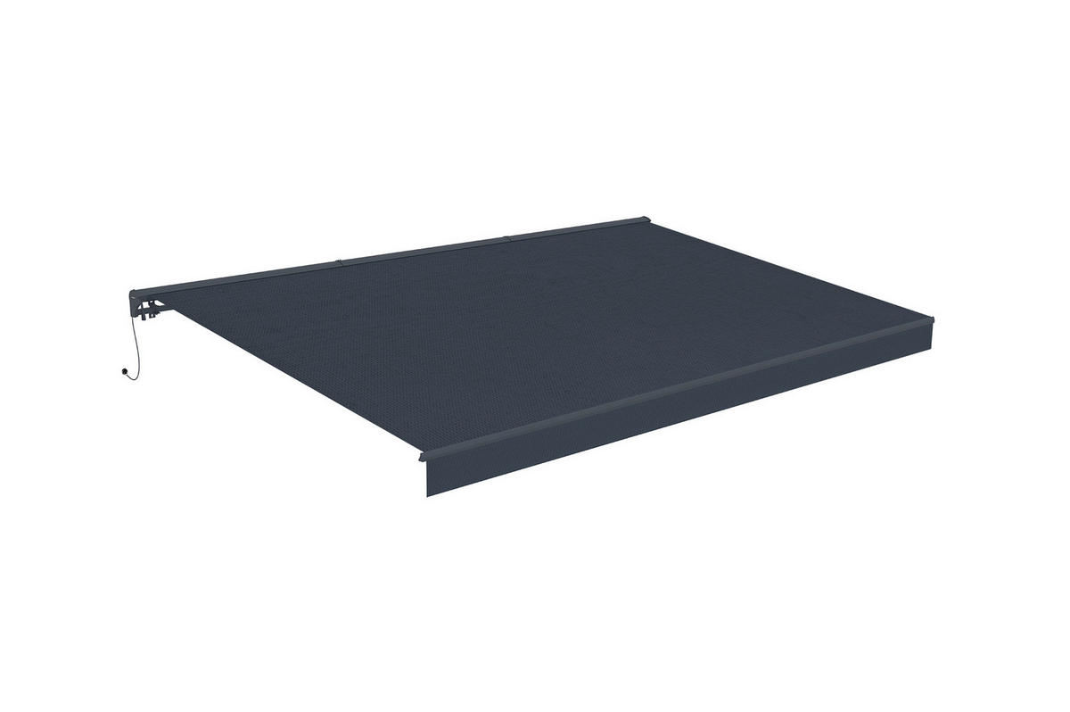 HALBKASSETTENMARKISE Fazzio Graue 5m x 3m motorisierte - Premium-Leinwand 320g/m² - Grau, Metall (500/270/300cm) - Cazeboo