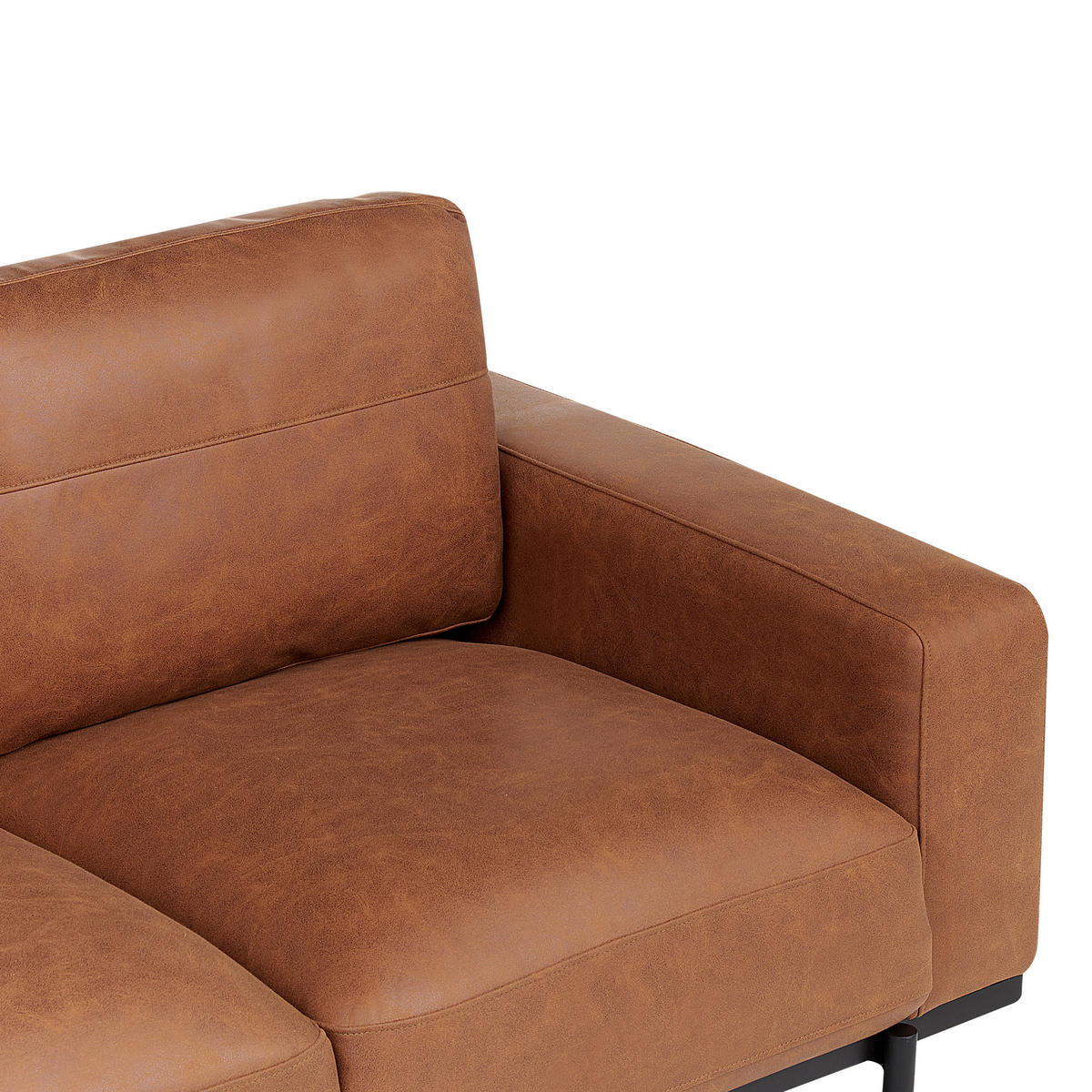 2-SITZER-SOFA Stoff braun Lederoptik Sovik - Braun, Textil (156/72/87cm) - Beliani