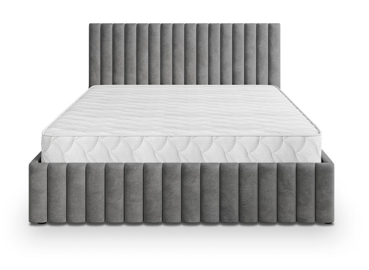 POLSTERBETT CARMIA K 200x200 cm mit Bettkästen - Grau - Grau, Holz/Textil - MASSENO