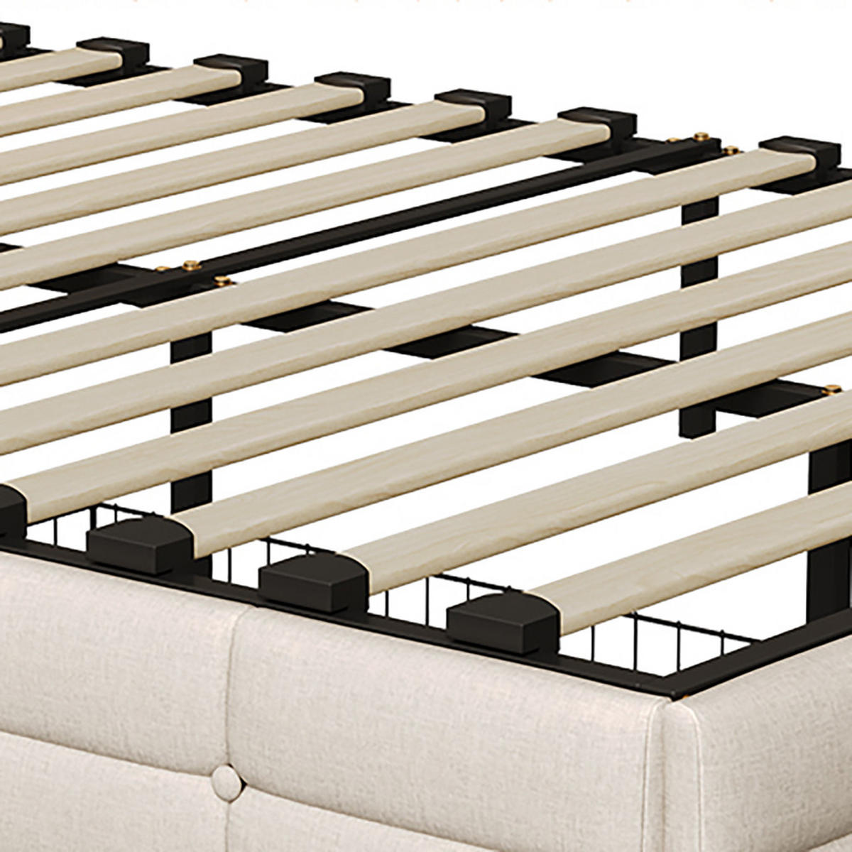 POLSTERBETT Reversibel 140/200 cm mit 2 Schubladen & RGB-LED Leinenoptik Beige - Beige, Textil (140/200cm) - Creahappy