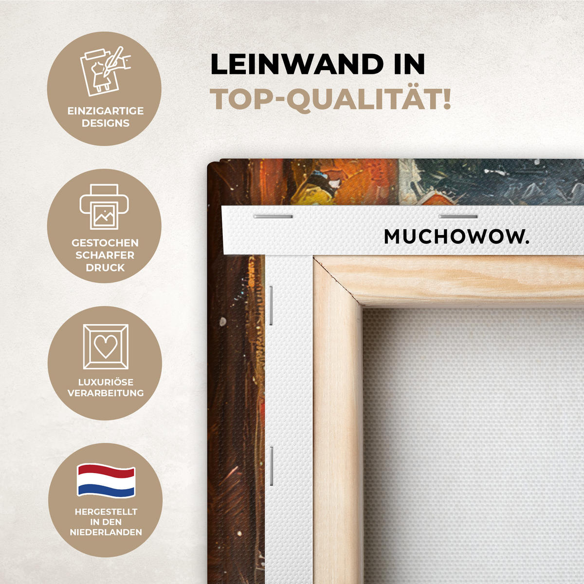 LEINWANDBILD Katze - Weihnachten - Winter - Tier Gemälde 60x40 cm - Bernsteinfarben, Textil (60/40cm) - MuchoWow