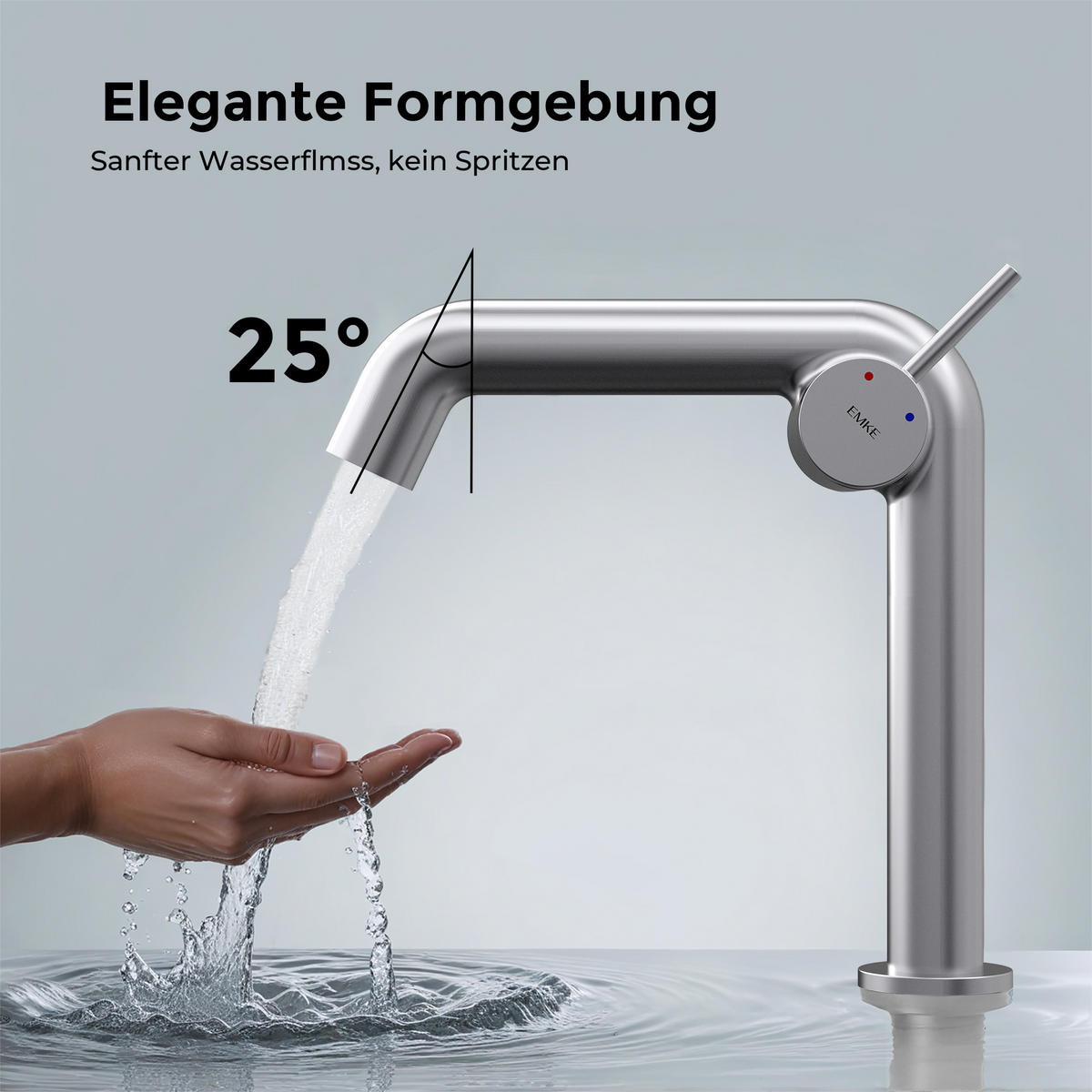 WASCHTISCHARMATUR Ventilkernzertifizierung Chrom 15cm - Chromfarben, Metall (20/7.6/22.2cm) - EMKE