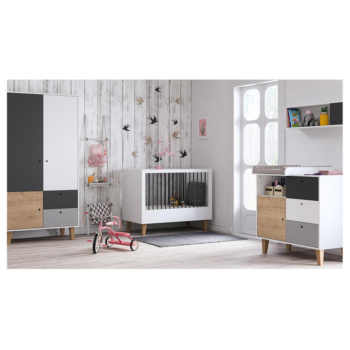 BABYZIMMER 3-teilig Holz - Braun, Holzwerkstoff (144.5/97/75cm) - Petits-meubles