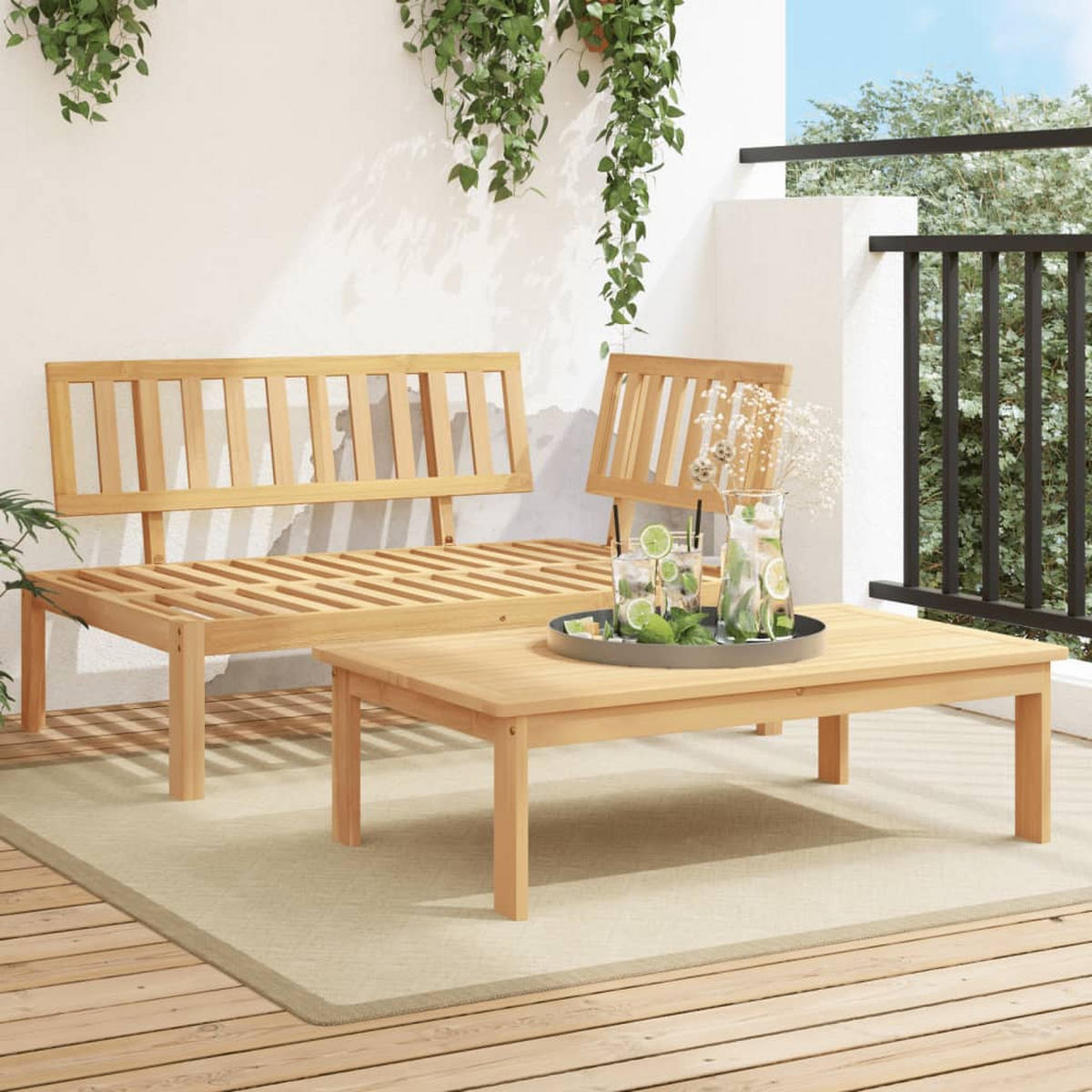 GARTEN-SOFAGARNITUR 2-TLG. Aus Paletten Massivholz Akazie - Braun, Holz (92/69/133cm) - vidaXL