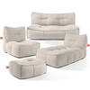 GARTENLOUNGE-SET LOVIA, Möbel-Set, Dunkelbeige/Weiß - Beige, Textil - KONSIMO®