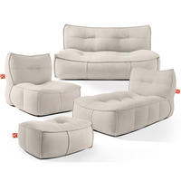 GARTENLOUNGE-SET LOVIA, Möbel-Set, Dunkelbeige/Weiß - Beige, Textil - KONSIMO®