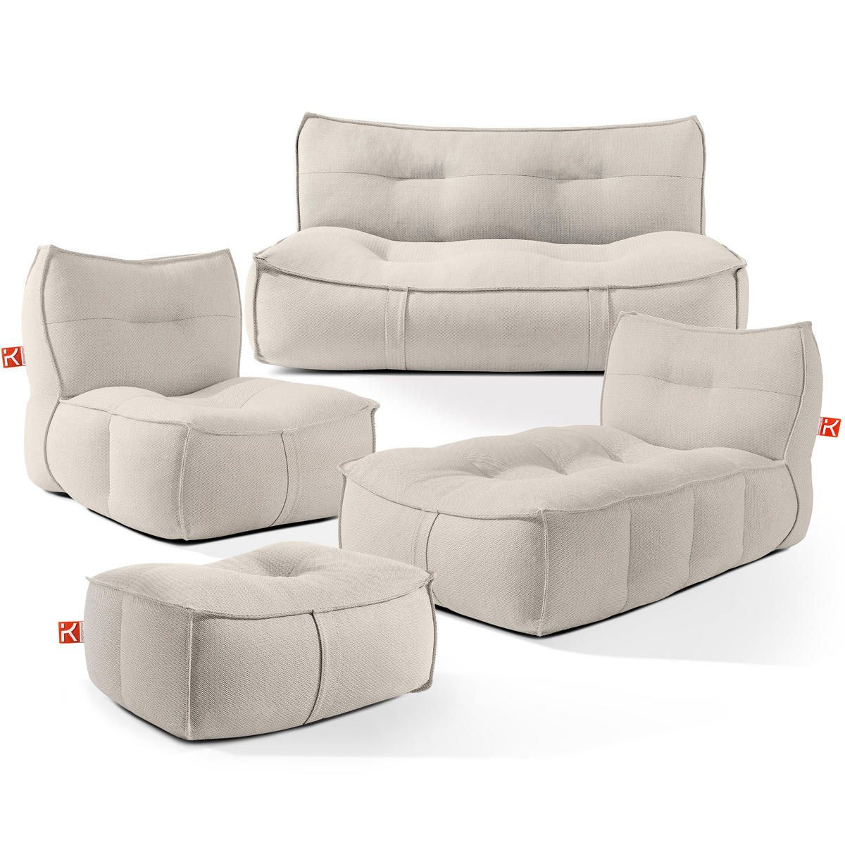 GARTENLOUNGE-SET LOVIA, Möbel-Set, Dunkelbeige/Weiß - Beige, Textil - KONSIMO®