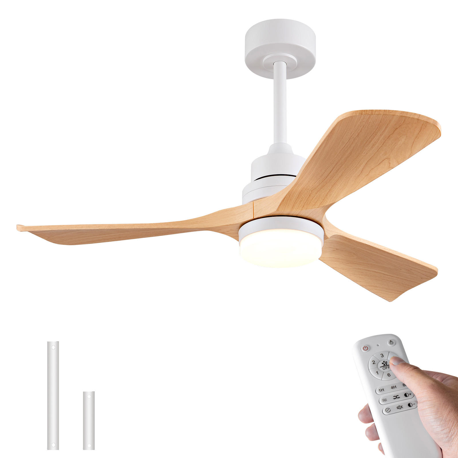 DECKENVENTILATOR DE-16232 42 Zoll mit Licht & Fernbedienung Naturholz - Naturfarben, Kunststoff (107/107/40cm) - ComfortXL