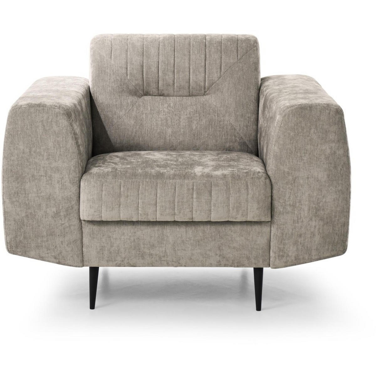 SITZGARNITUR Venezia mit Metallbeinen, beige - Beige/Schwarz, Holzwerkstoff/Metall (233/85/94cm) - Beautysofa