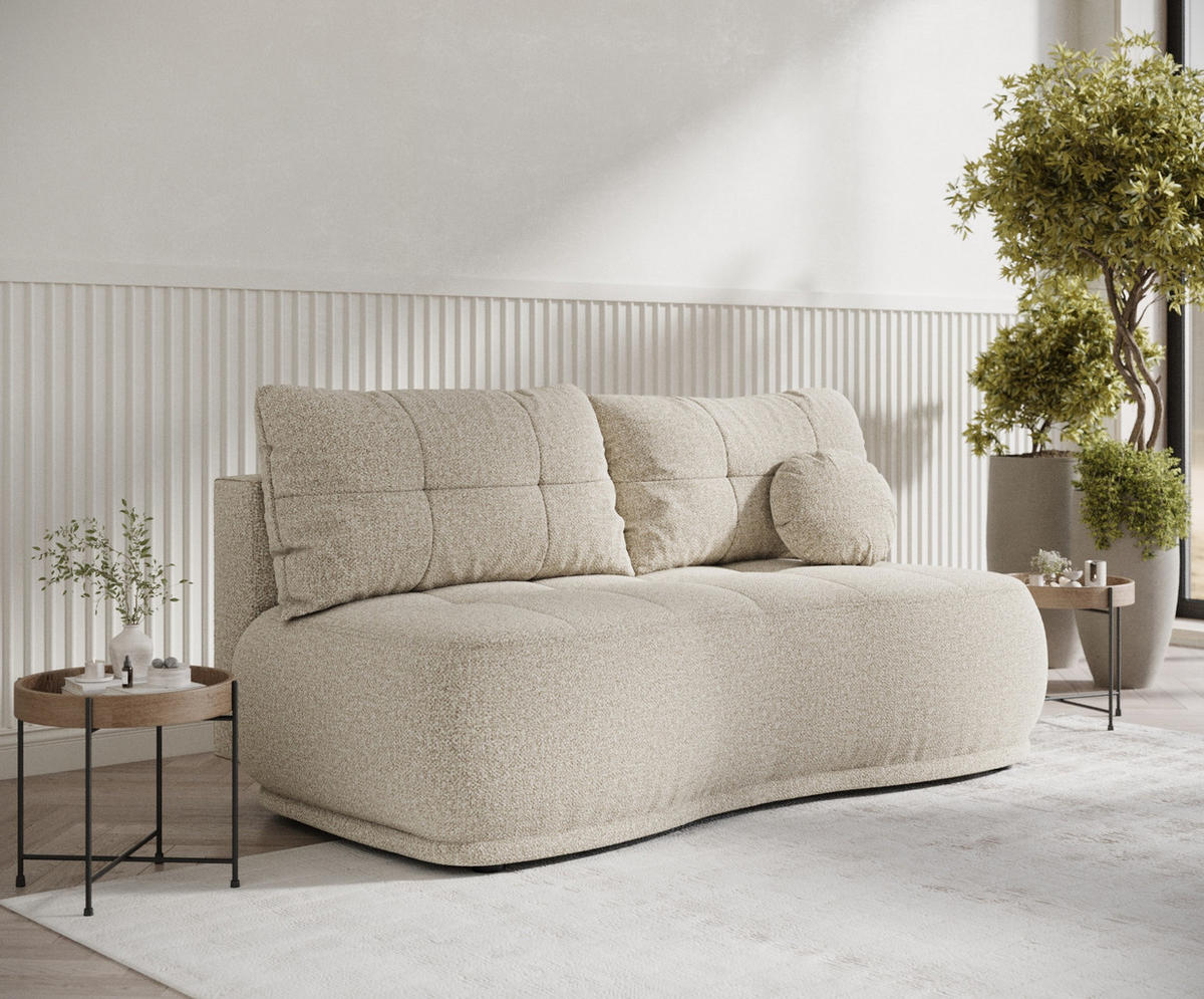 SCHLAFSOFA Cirrus Beige Plüschstoff - Beige/Schwarz, Holz/Holzwerkstoff (206/95/105cm) - Maison de Reve