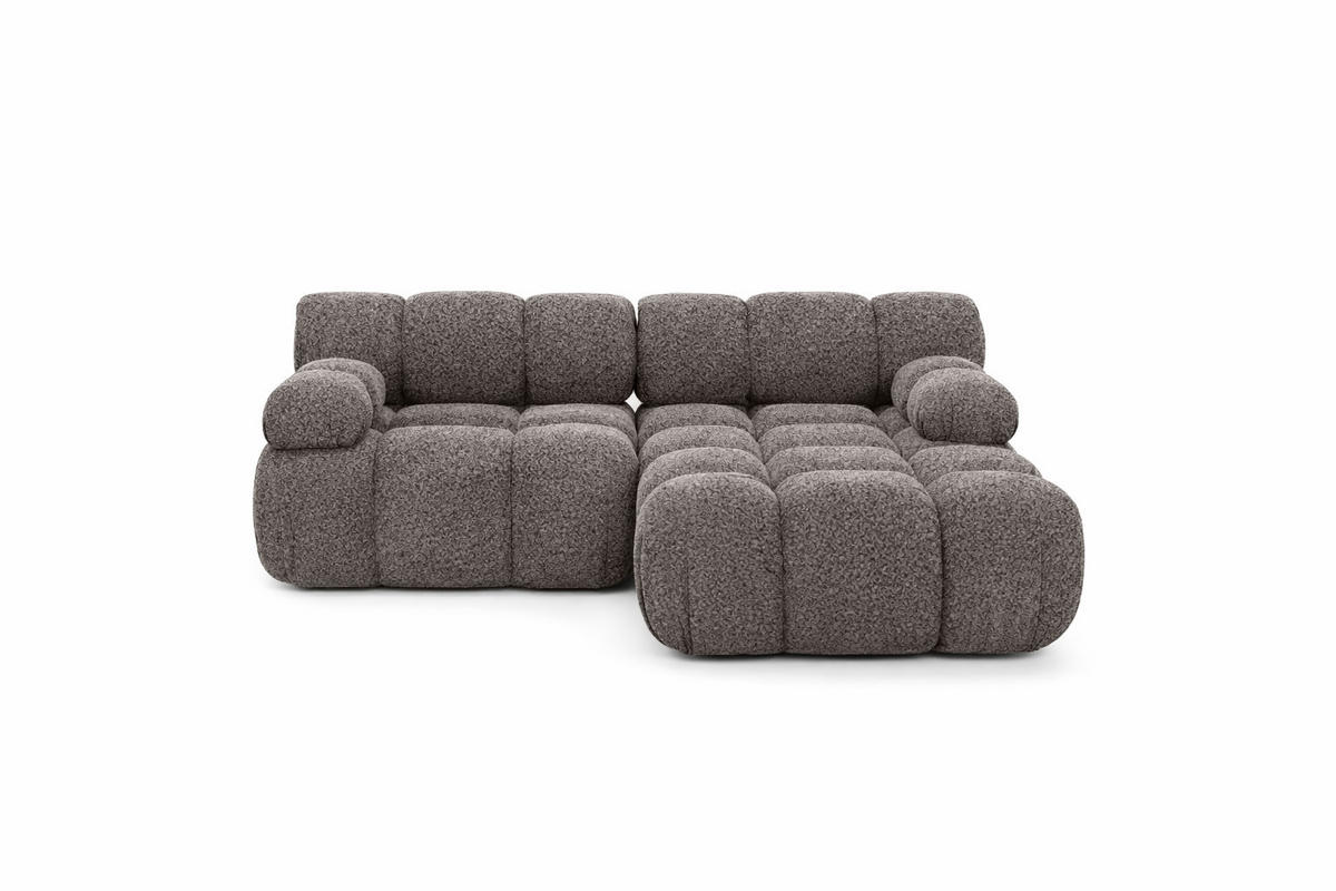ECKSOFA L-form Mini Modular, Bouclé-Stoff Abriamo, Braun, Rechts, Selia - Braun, Holz (190/160cm) - Kaiser Möbel