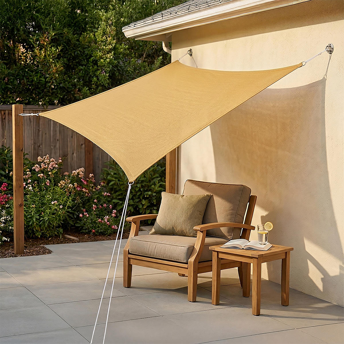 SONNENSEGEL - Beige, Kunststoff/Metall (400/300cm) - Relaxdays