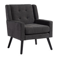 NASLANJAČ s prešitim oblazinjenjem, ergonomsko zasnovo in nogami iz masivnega lesa, Temno siva - temno siva/črna, tekstil/leseni material (76/88/68cm) - Redom