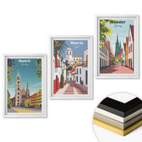 WANDBILDER 3er-Set - 40x60 cm Weißer Rahmen - Europäische Städte in farbigen Zeichnungen - Weiß, Kunststoff (40/60cm) - ArtPrintCave