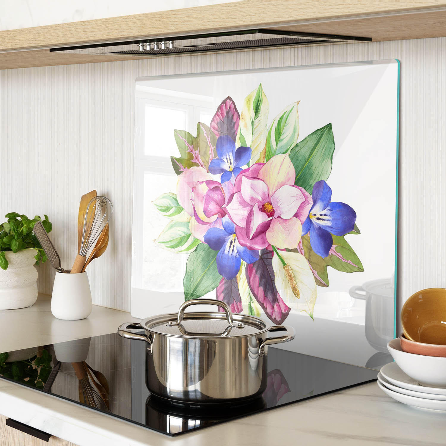 GLASPLATTE 60x52 cm Blumenstrauß - Multicolor, Glas (60/0.4/52cm) - TULUP
