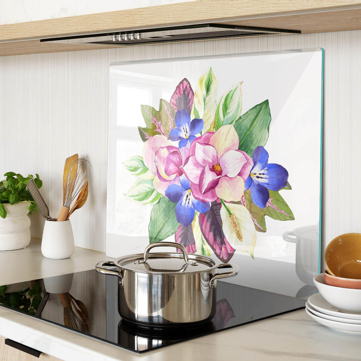GLASPLATTE 60x52 cm Blumenstrauß - Multicolor, Glas (60/0.4/52cm) - TULUP