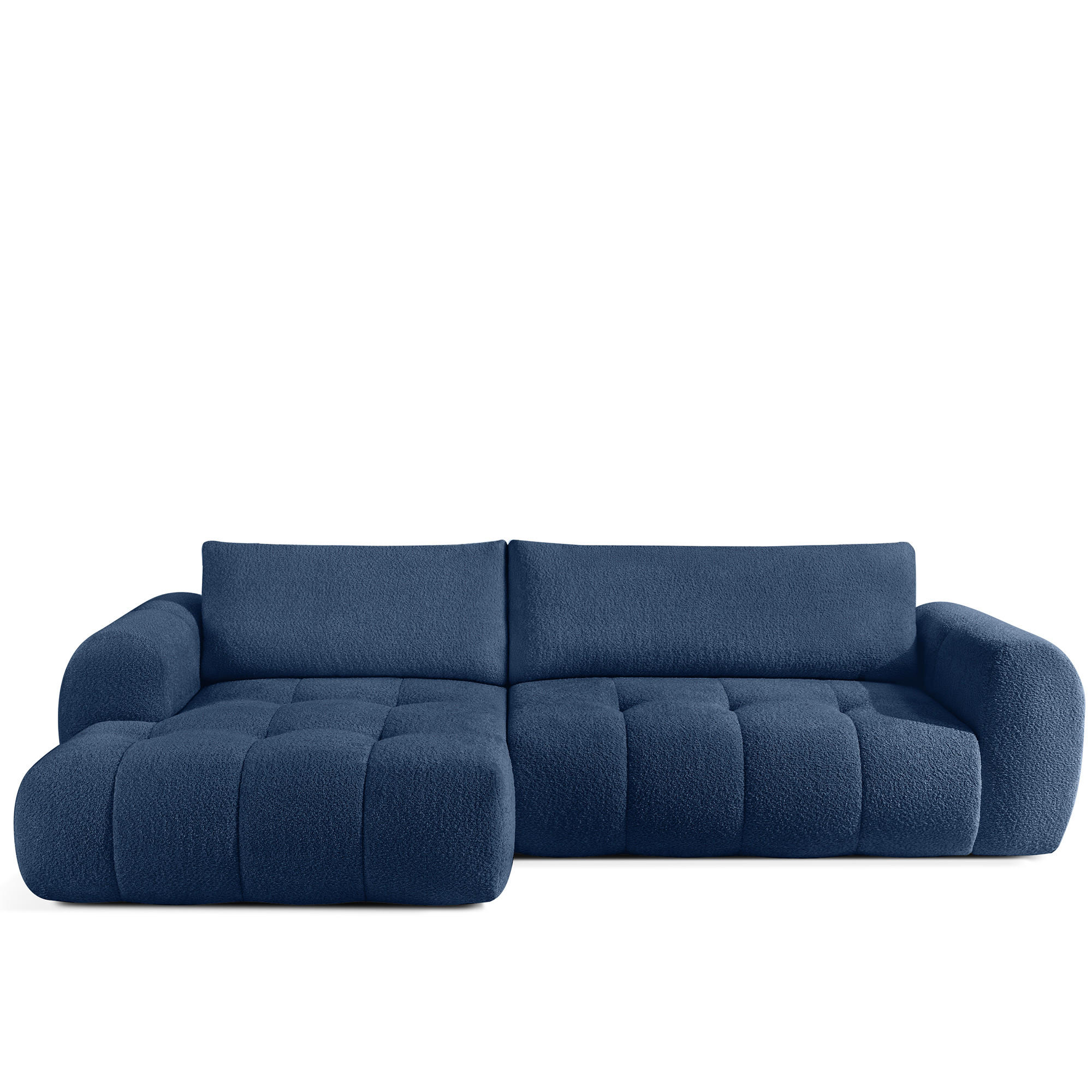 ECKSOFA LINKS LIRA, Dunkelblau, Bouclé - Dunkelblau, Holz/Holzwerkstoff (295/112cm) - KONSIMO®