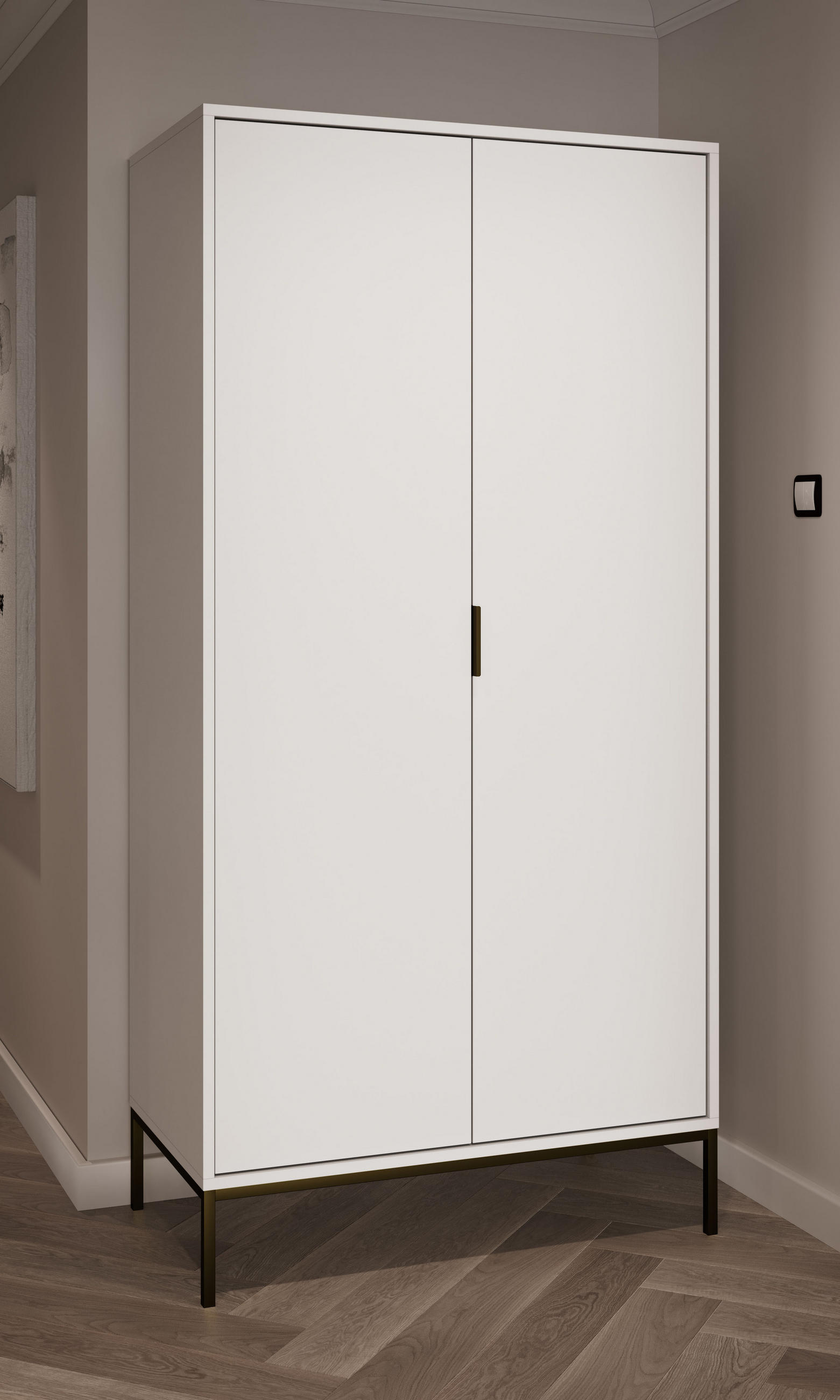 DREHTÜRENSCHRANK Austin - Schwarz/Weiß, Holzwerkstoff (55/205/100cm) - RAUMHIRSCH FURNITURE