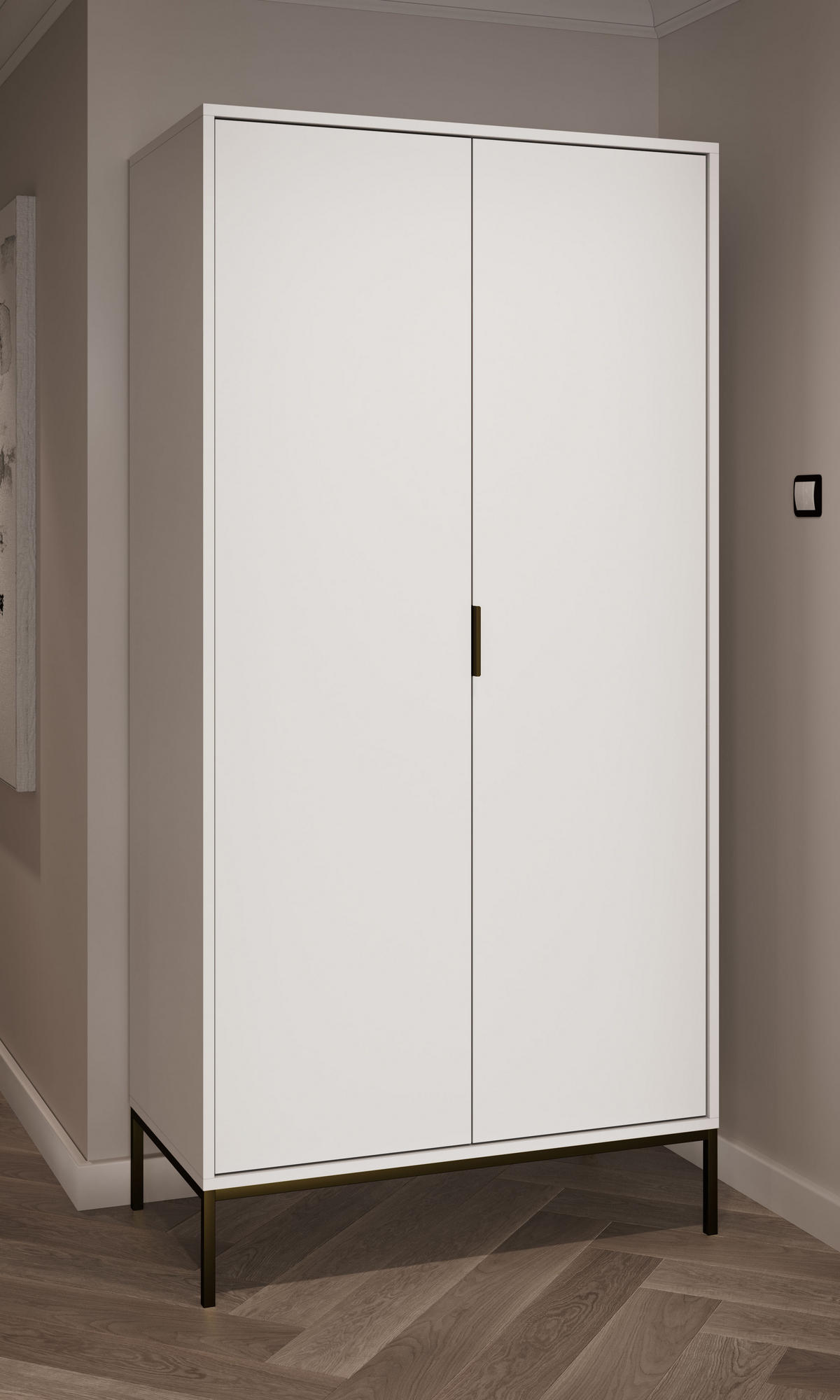 DREHTÜRENSCHRANK Austin - Schwarz/Weiß, Holzwerkstoff (55/205/100cm) - RAUMHIRSCH FURNITURE