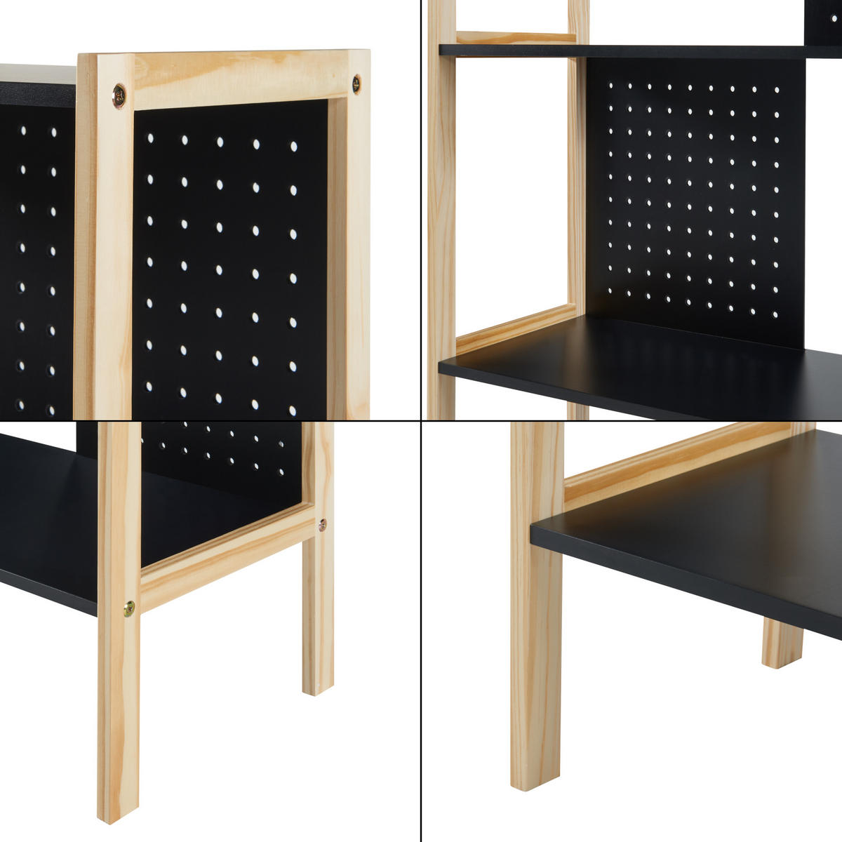 STANDREGAL Dønna - Schwarz/Naturfarben, Holzwerkstoff (63/120/28cm) - [en.casa]