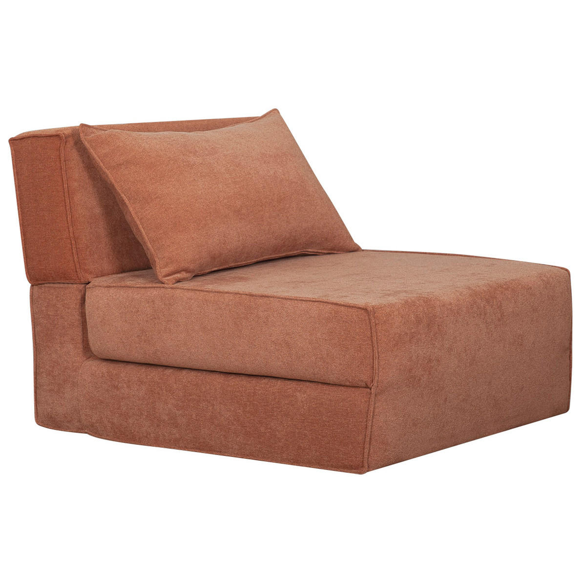 SCHLAFSESSEL Terracotta Stoff Samteffekt 1-Sitzer VICTOR - Terracotta, Textil (95/64/70cm) - Miliboo