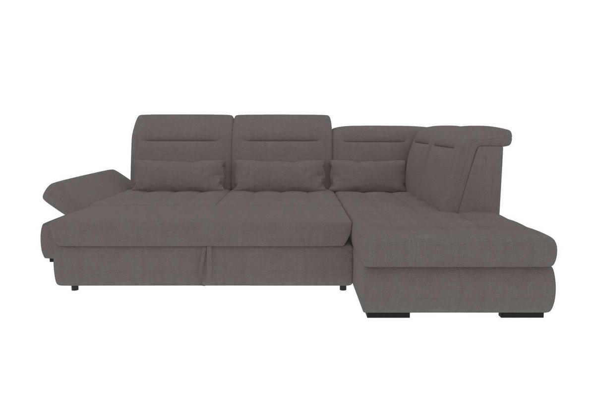 ECKSOFA Toscana Velours inkl. Schlaffunktion - Grau, Textil (279/227cm) - 99rooms