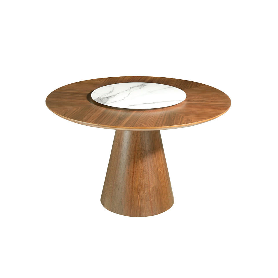 ESSTISCH Rund Walnuss Weiß 135/135/75 cm - Walnussfarben/Weiß, Holz/Stein (135/135/75cm) - ANGEL CERDA