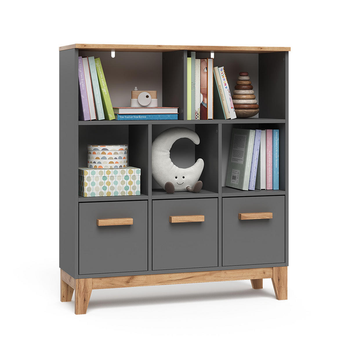 KINDERREGAL Malia Grau/Artisan 98.4 x 113.4 cm - Grau, Holzwerkstoff (98.4/113.4/32.6cm) - VitaliSpa