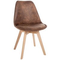 STUHL Lederlook braun - Eukalyptusholzfarben/Braun, Holz/Textil (49/83/50cm) - CLP