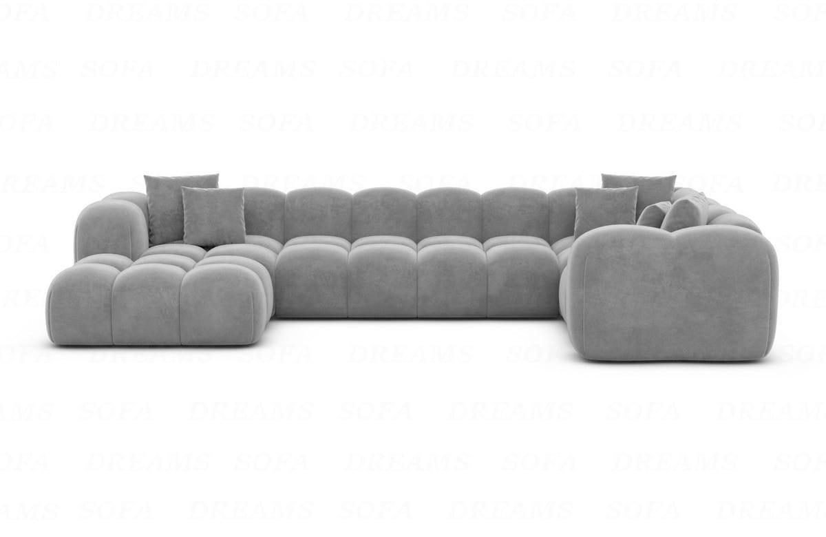 WOHNLANDSCHAFT Cloud Hellgrau Samtstoff - Hellgrau, Kunststoff (314/72/184cm)