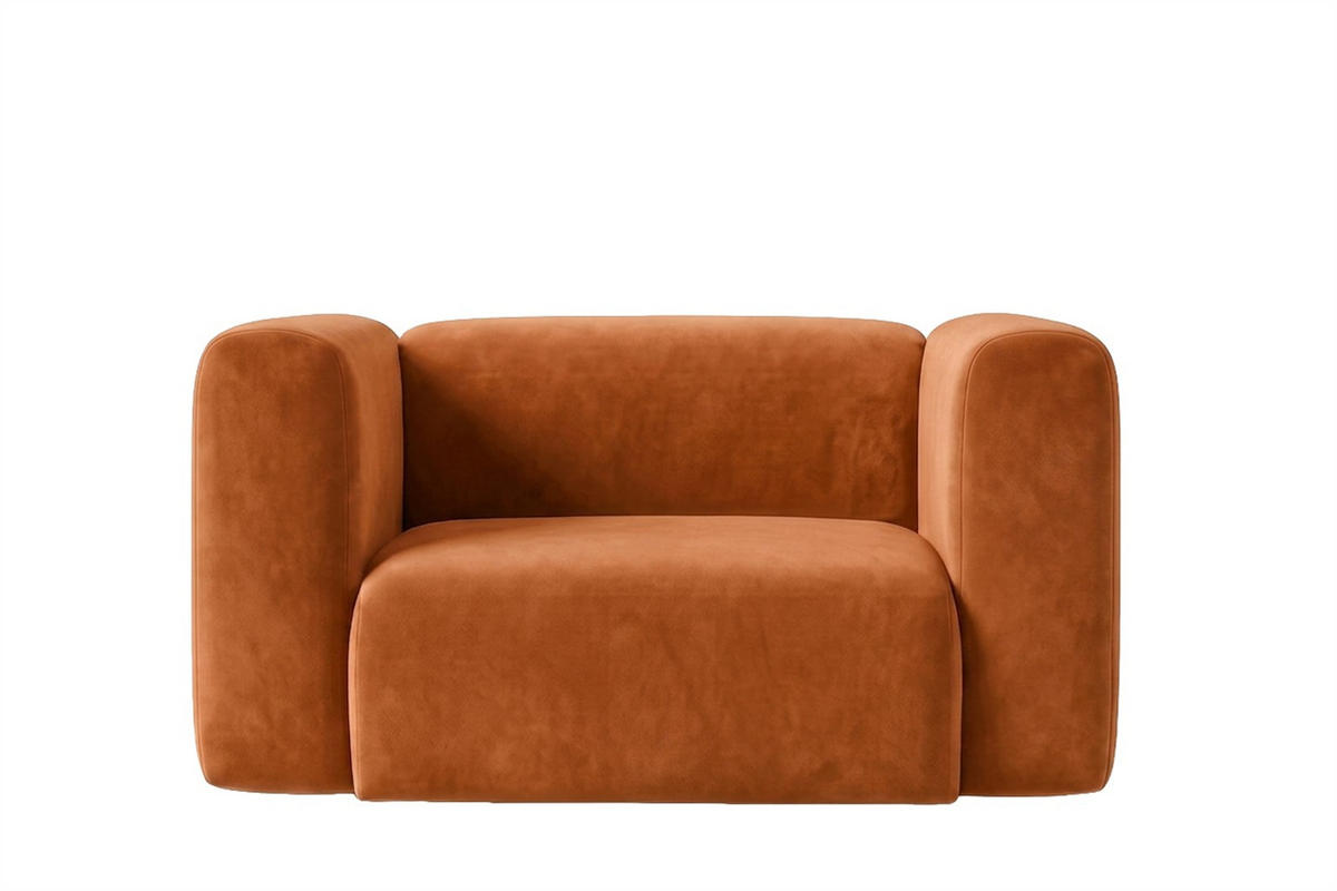 WOHNZIMMERSESSEL Aus Velvet-Stoff Bluvel, Zimtfarbe, GRETA - Orange, Holz (137/70/89cm) - Kaiser Möbel