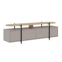 TV-MÖBEL mit 4 Türen und Metallfüßen L160 cm - Hinoa - Taupe, Holzwerkstoff (38.5/48/160cm) - Calicosy