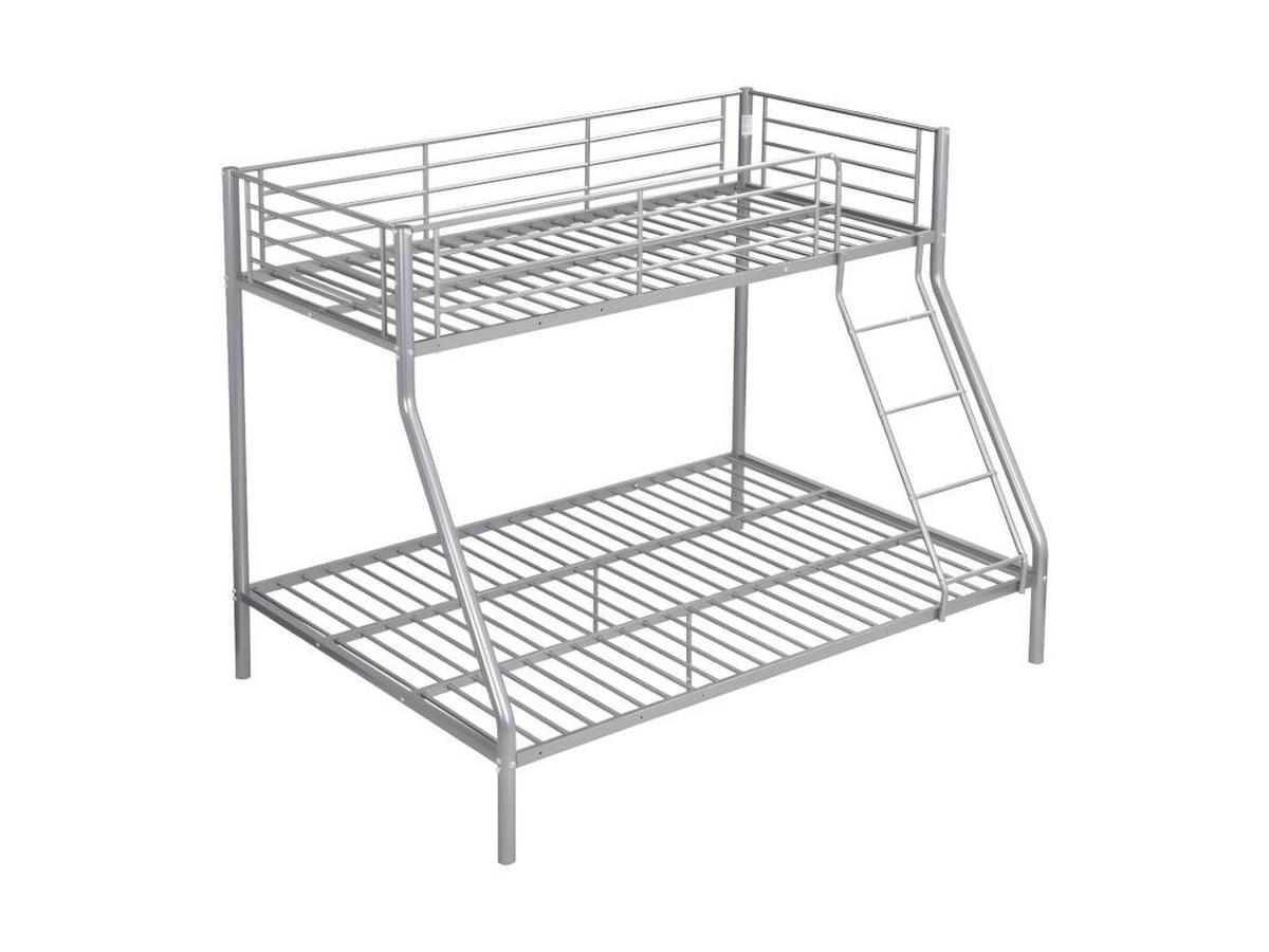 ETAGENBETT + Lattenrost - 90 x 190 & 140 x 190 cm - Metall - Silberbarfen - ELEVATIO III - Silberfarben, Metall - Vente-Unique
