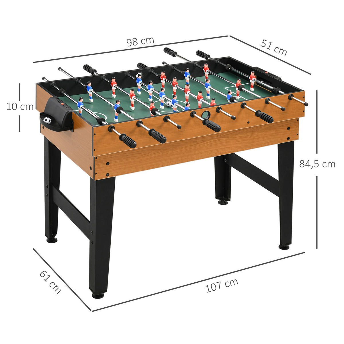 MULTIGAME Spieletisch 4 in 1 , Partyspieltisch mit Tischtennis Stahl - Naturfarben, Holzwerkstoff