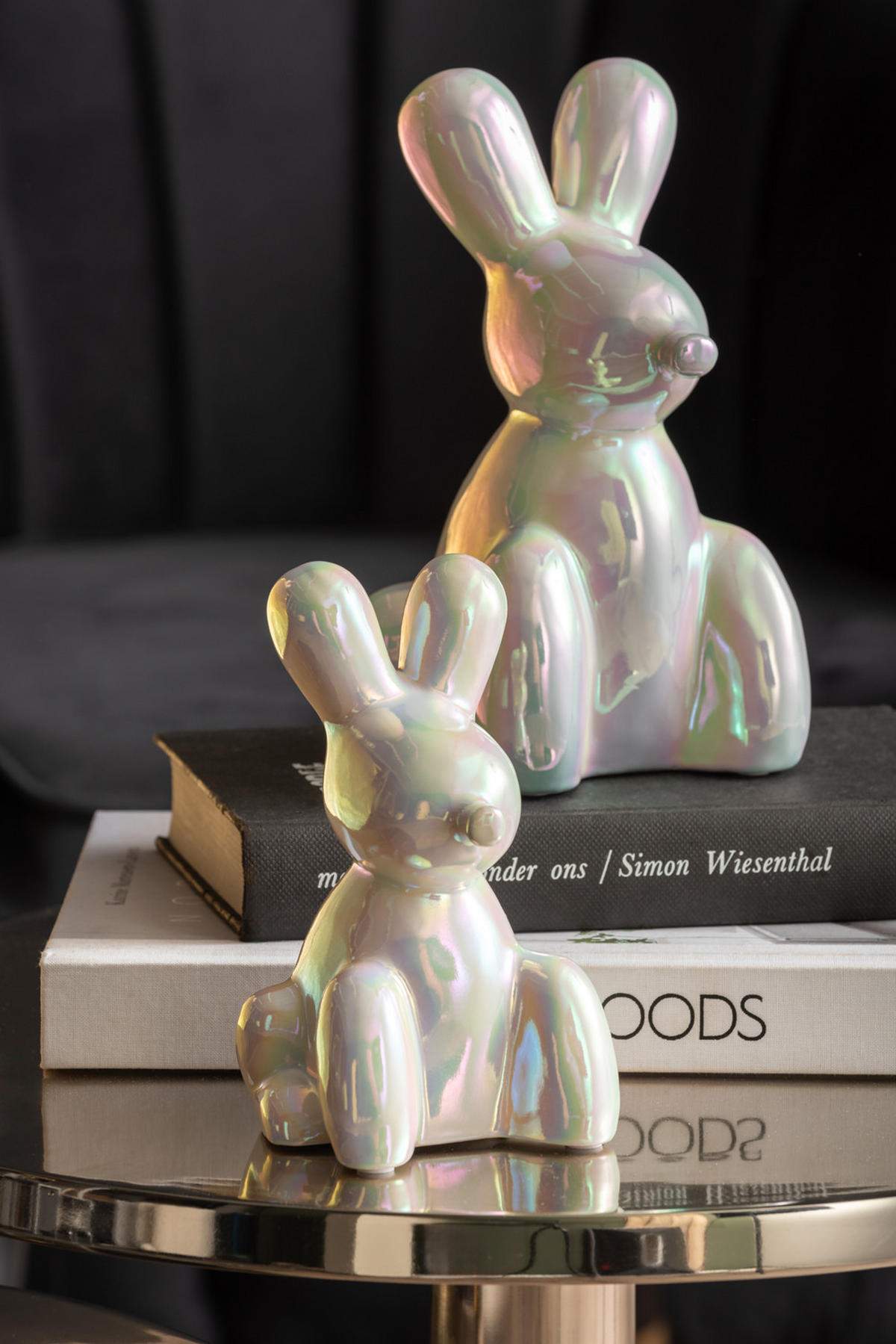 SKULPTUR Balloon Bunny 12.7/11.5/20 cm - Weiß, Keramik (11.5/20/12.7cm) - Present Time