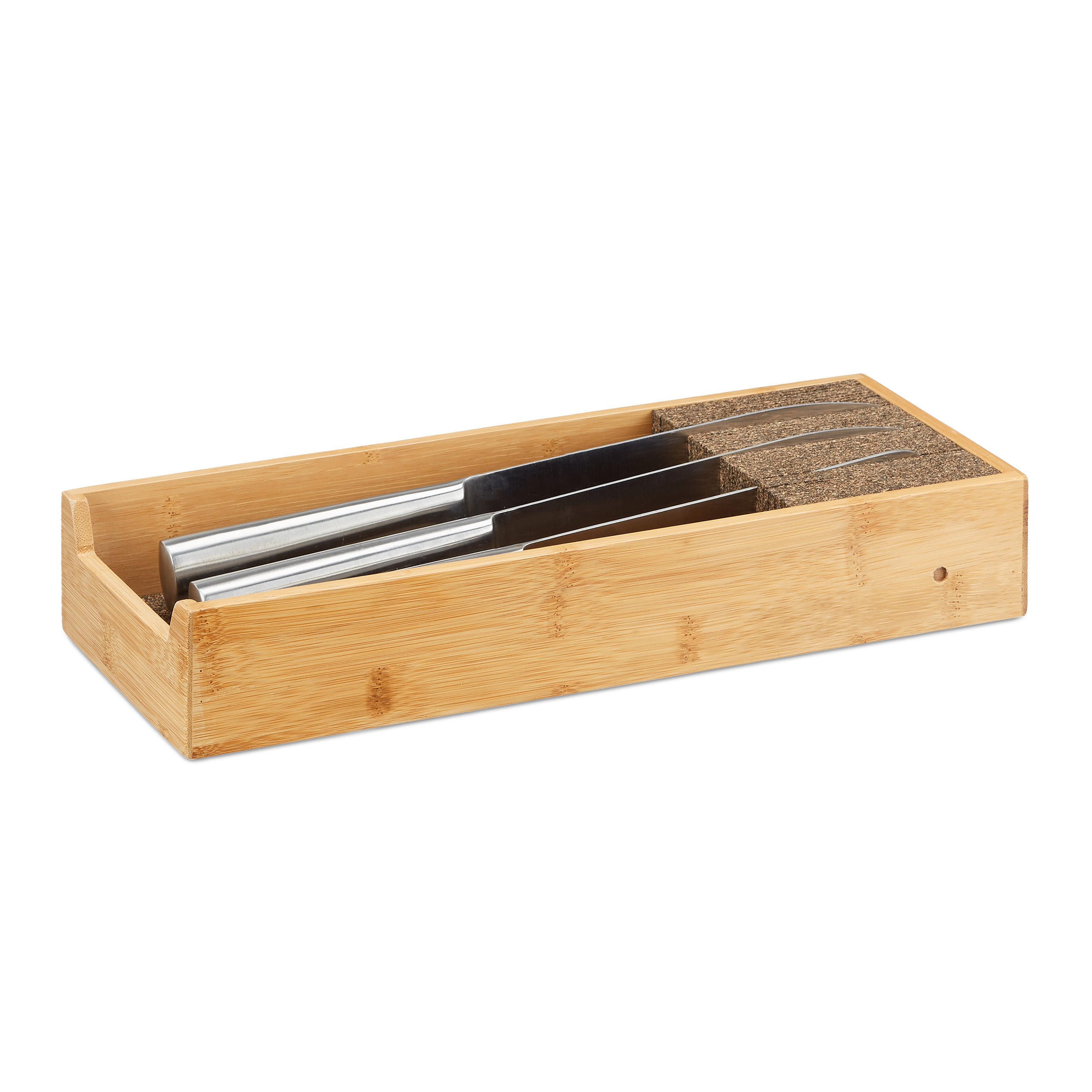 Relaxdays DRŽÁK přírodní bambus do zásuvky korková vložka 38 cm