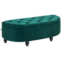 TRUHENBANK DE-07116 Samtoptik, Soft-Close Deckel Dunkelgrau - Dunkelgrün, Holz/Textil (46/42/120cm) - ComfortXL