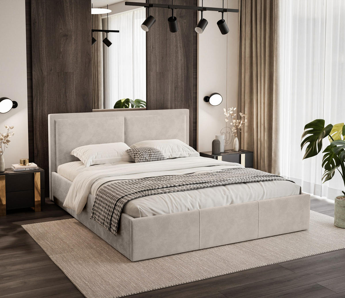 POLSTERBETT aus Polyester Osterne II 140x200 cm, Hellbeige - Beige, Textil (140/200cm) - Fedve