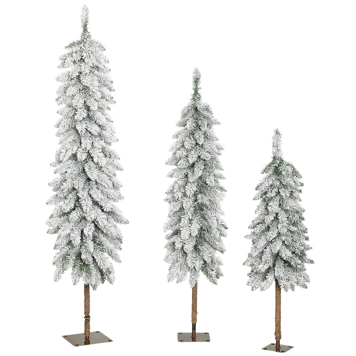 WEIHNACHTSBÄUME DE-41613 3er-Set schneebedeckt 90/120/150 cm Grün/Weiß - Weiß/Grün, Kunststoff (150cm) - ComfortXL