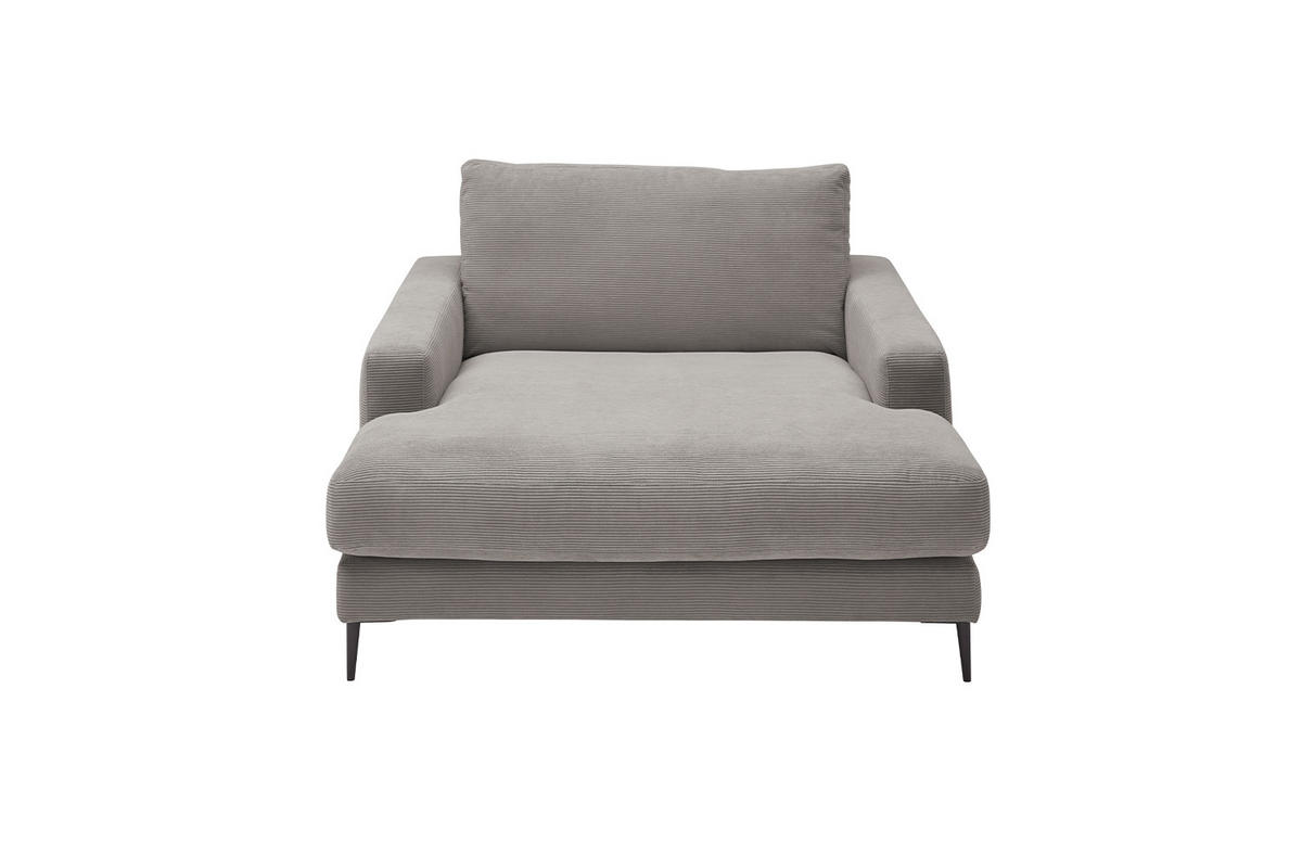 LONGSEAT CARA Grau Cord - Schwarz/Grau, Textil/Metall (132/84/170cm) - KAWOLA