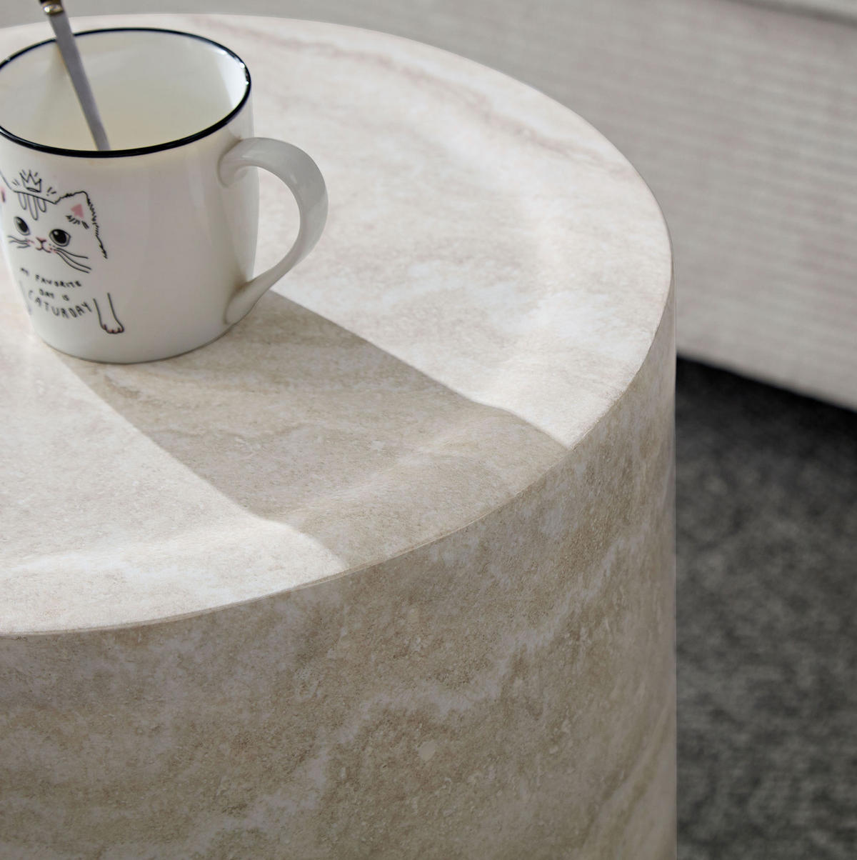 BEISTELLTISCH 40/40/45 cm beige aus Fiberglas mit strukturierter Oberfläche - Beige, Glas (40/40/45cm) - OKWISH