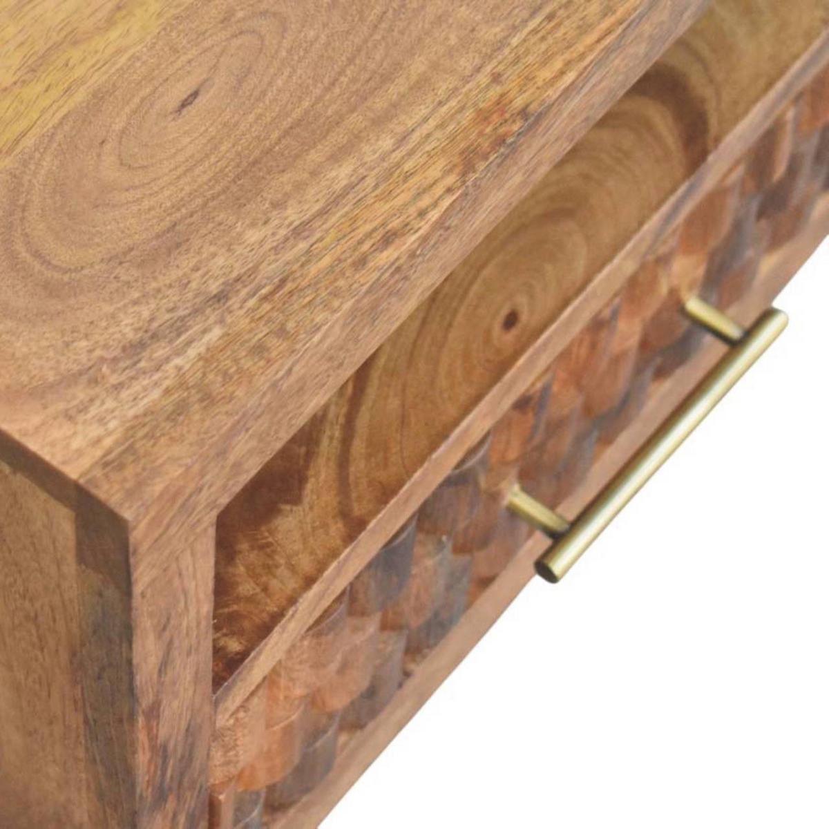 NACHTKASTEN Arno Wandmontiert in Goldenem Teak, 1 Schublade und Offenes Regal, Hellbraun - Hellbraun/Messingfarben, Holz/Metall (45/25/32cm) - Artisan Furniture