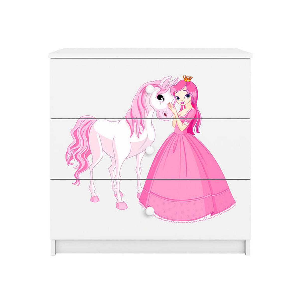 BYRÅ Babydreams Prinsessan Häst 81/81/41 - Vit, Träbaserade material (81/80/41cm) - Petits-meubles