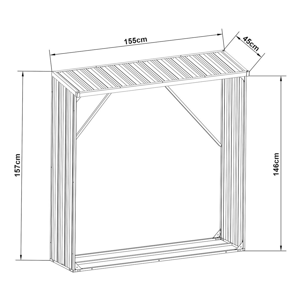 BRENNHOLZUNTERSTAND Kalmar - Anthrazit, Metall (155/157/45cm) - casa.pro