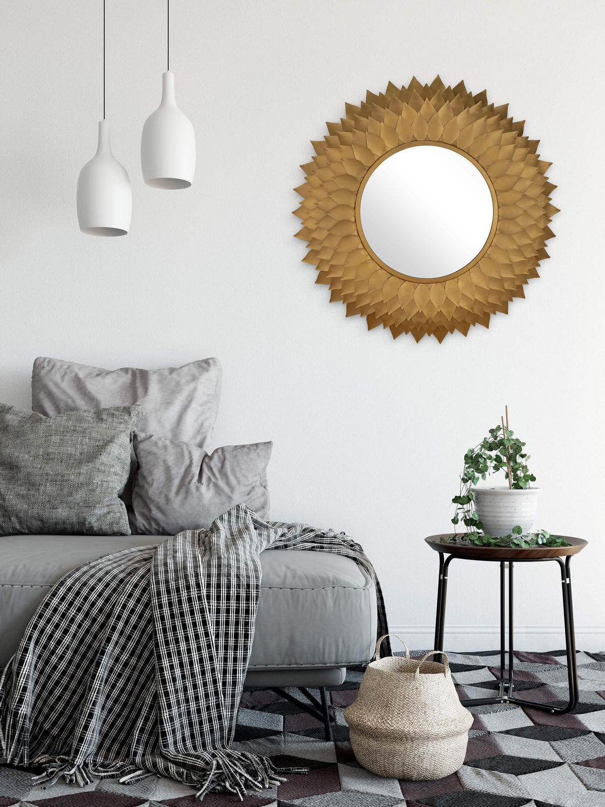 WANDSPIEGEL Gold 94/94 cm - Goldfarben, Metall (94/94/4cm) - KUNSTLOFT