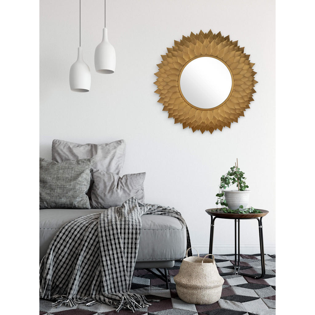 Thumbnail - Kunstloft Wandspiegel, Gold, Metall, 94x94x4 cm, Spiegel, Wandspiegel