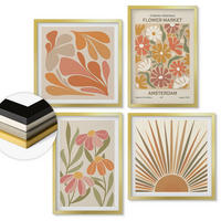 WANDBILDER 4er Set - 50x50 cm & 40x60 cm Goldrahmen - Pastellfarbene Sonnenblumen - Goldfarben, Kunststoff (50/50cm) - ArtPrintCave