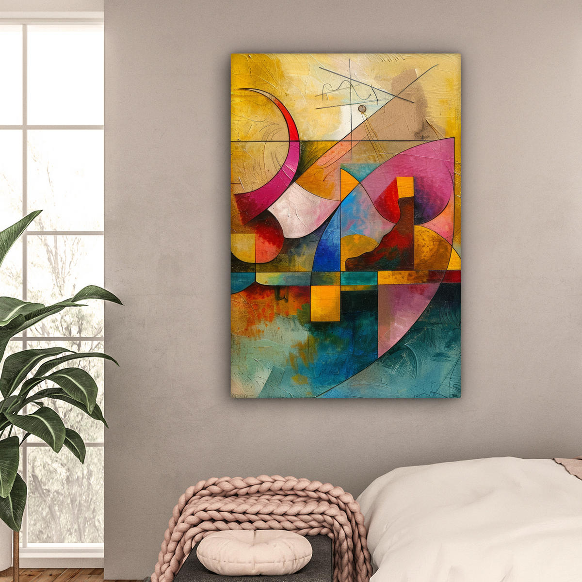 LEINWANDBILD Kunst - Abstrakt - Modern Deko Groß 90x140 cm - Gelb, Textil (90/140cm) - MuchoWow