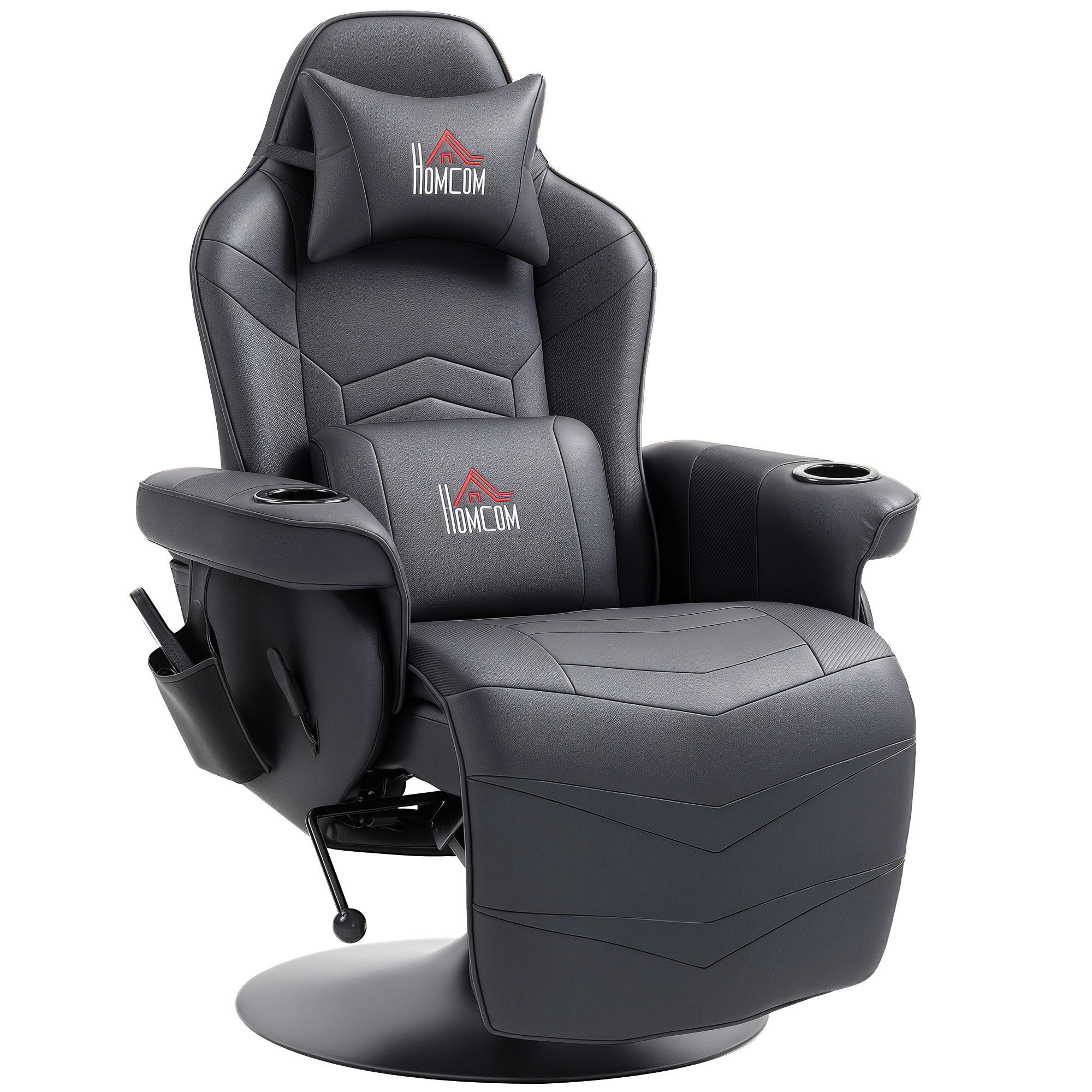 RELAXSESSEL mit Massagefunktion, Elektrisch Fernsehsessel mit Liegefunktion - Schwarz, Leder/Kunststoff (82.5/111.5/78cm) - HOMCOM